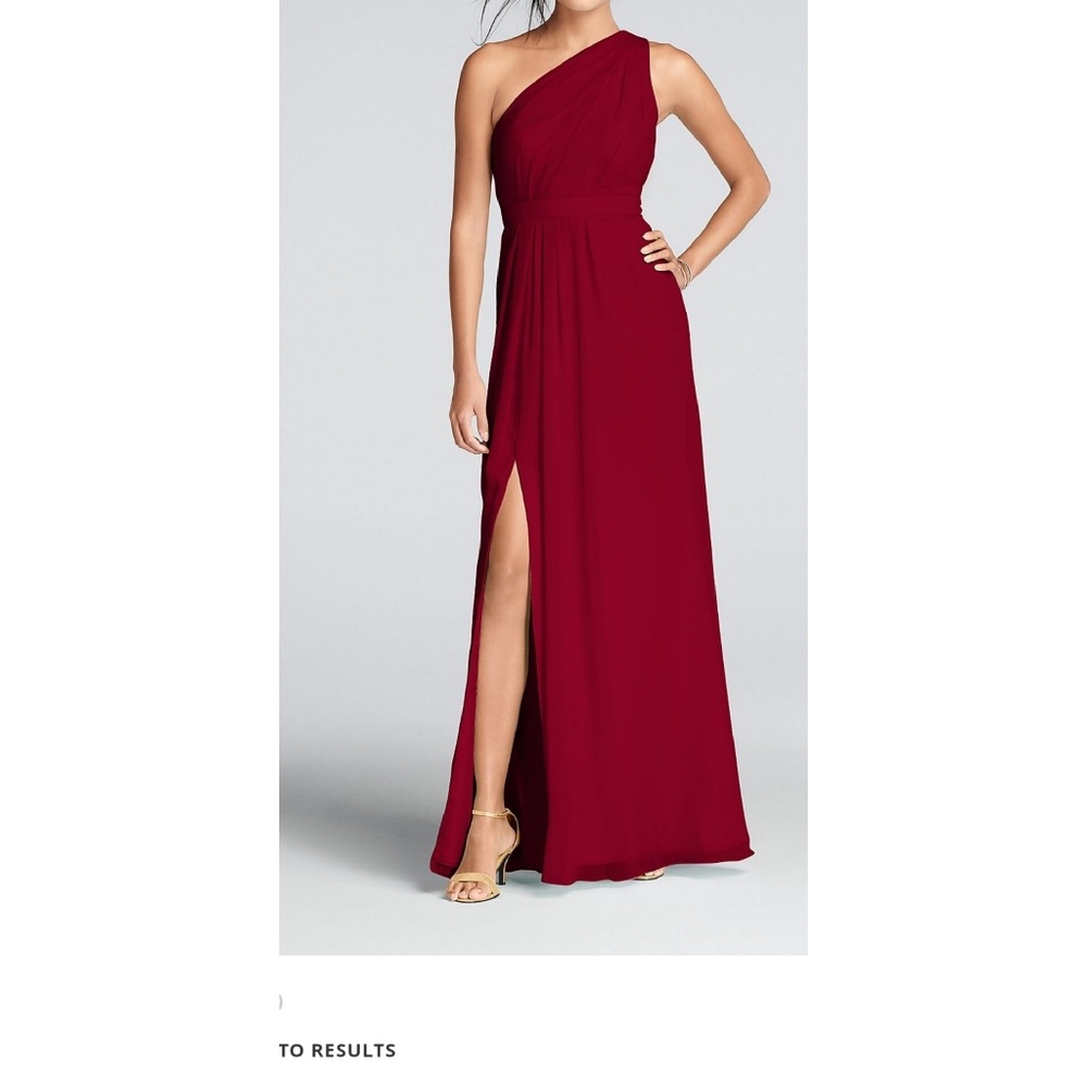 David's bridal long chiffon bridesmaid dress